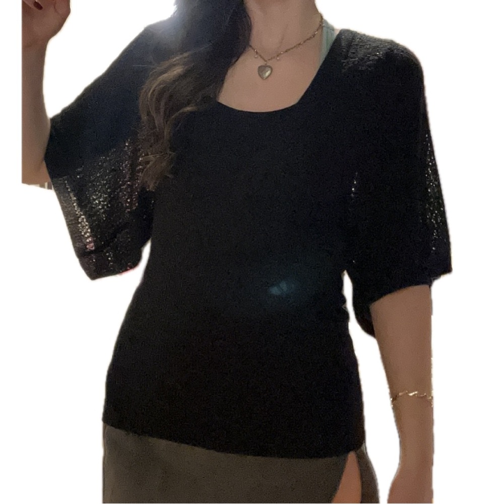 Express Black Knit V-Neck Top
